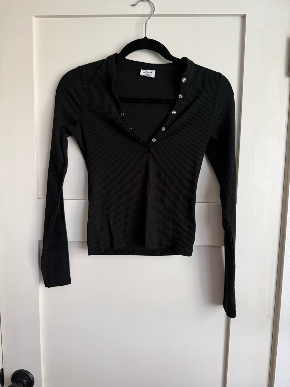 Cotton On black henley long sleeve top